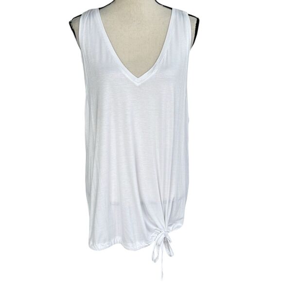 Black Tape 2X-Large Tank Top Stretch V-Neck Elastic Tie Waist Sleeveless White - Picture 1 of 8